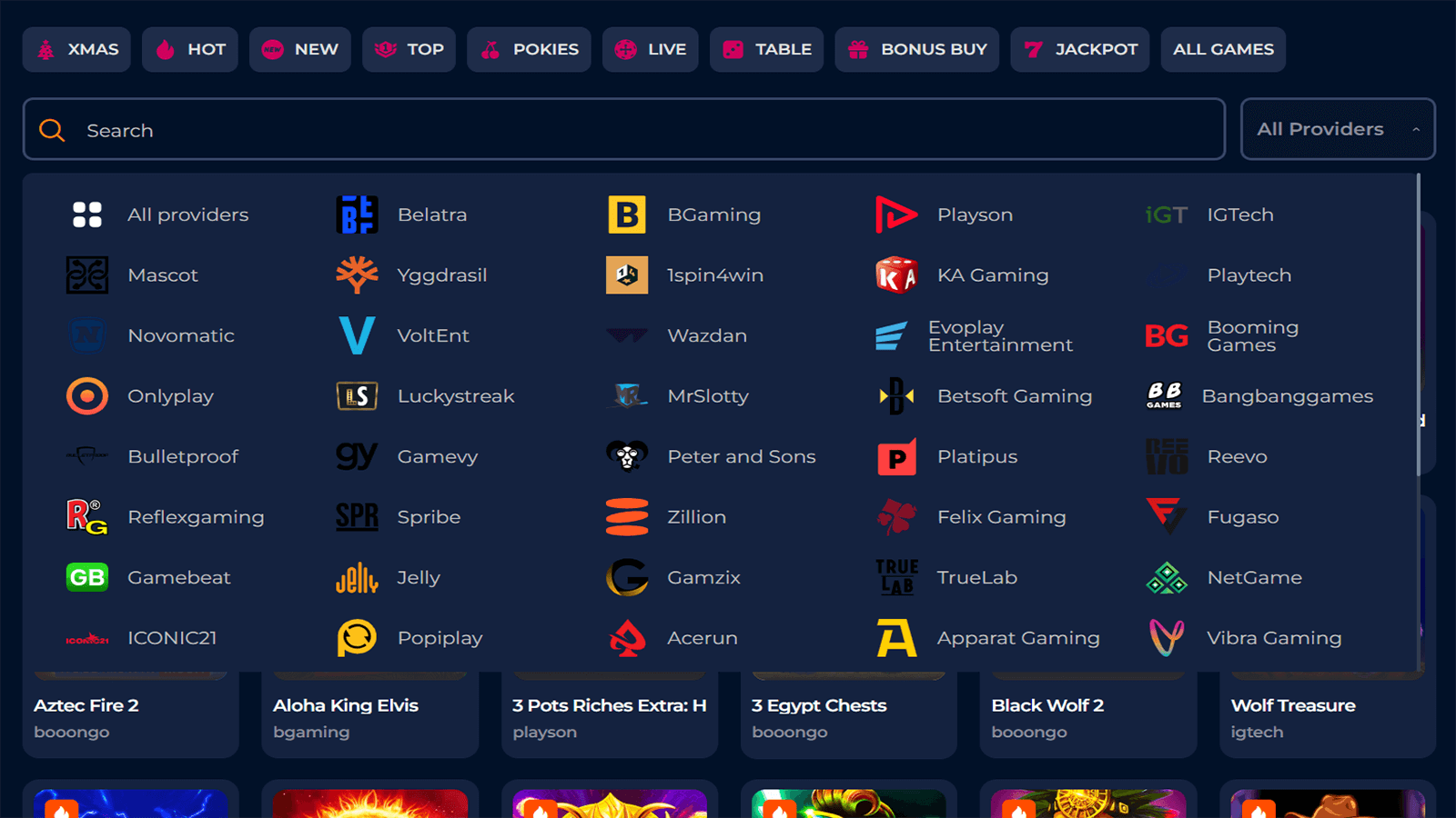 Axe Casino Providers of Slots