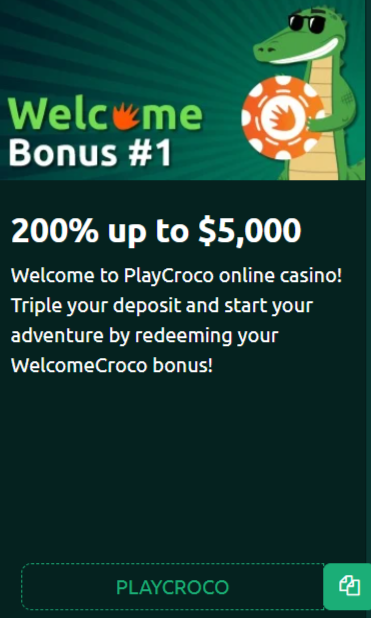 PlayCroco Online Casino Australia   Welcome Bonus