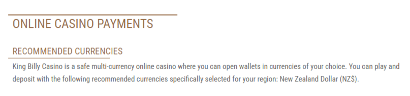 kingbilly online casino payment methods