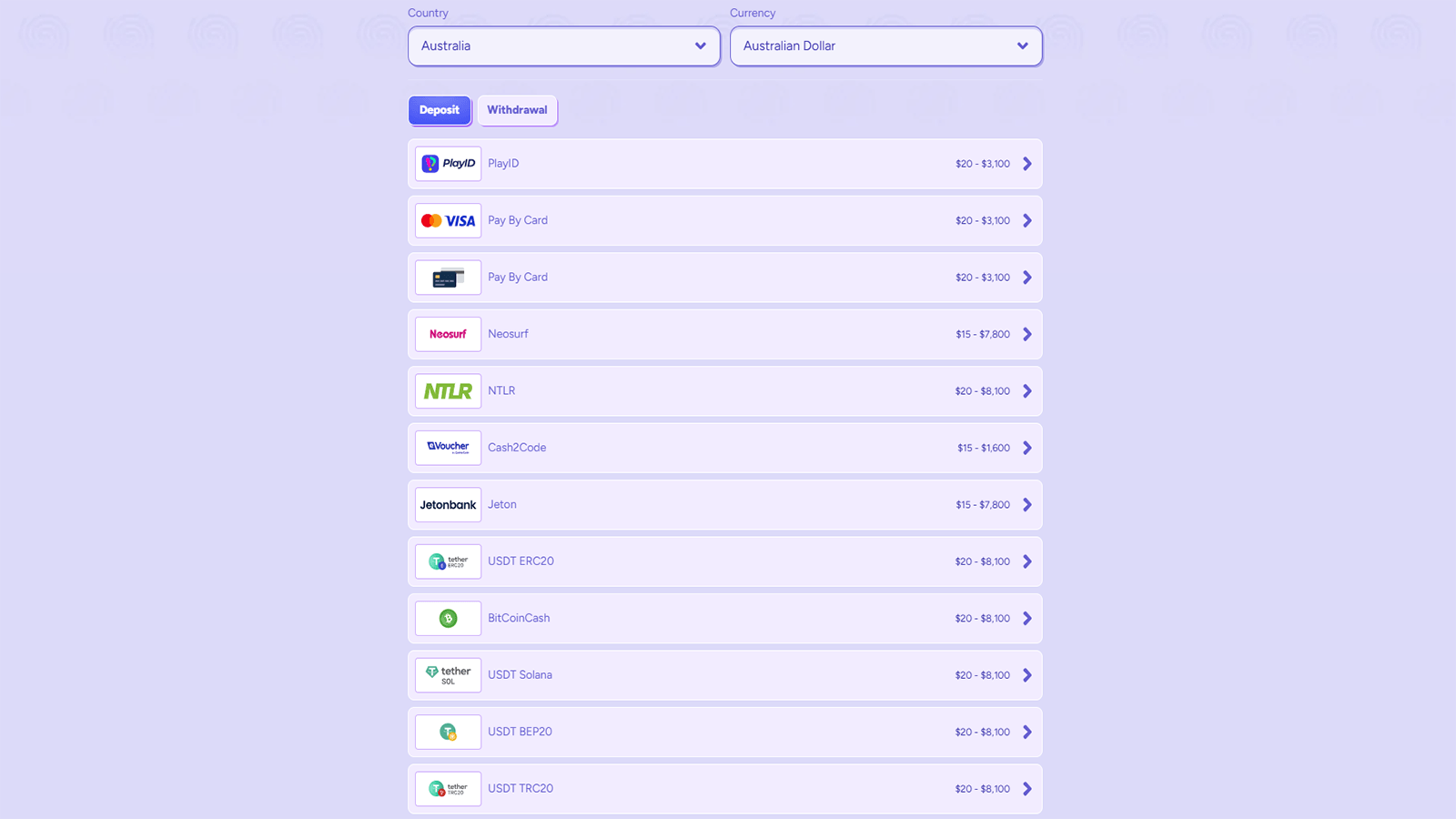 SpinBara Casino Payment Methods is Australia