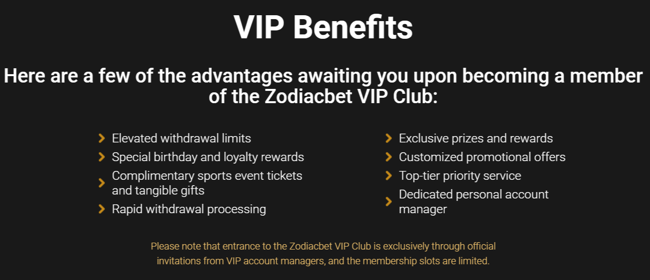 ZodiacBet Casino Australia   VIP Benefits